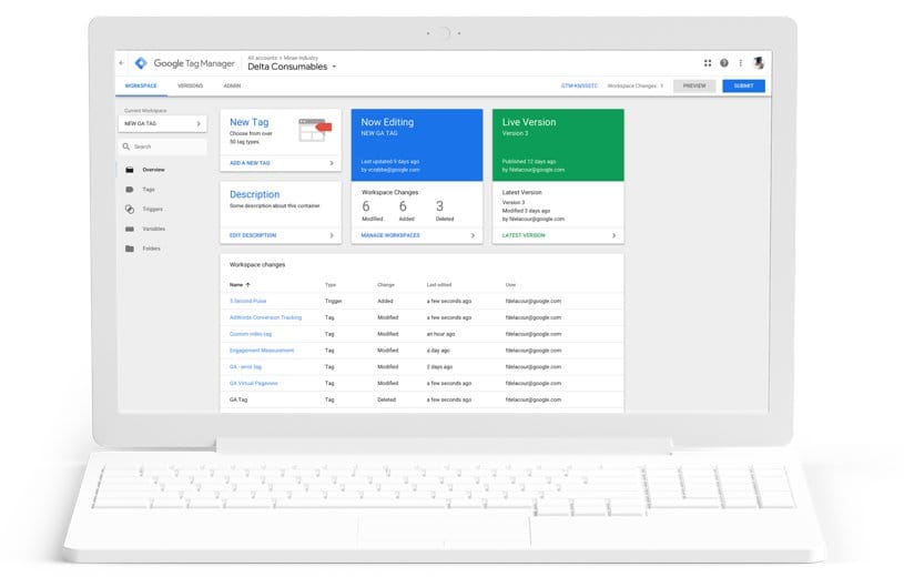 Google Tag Manager dashboard